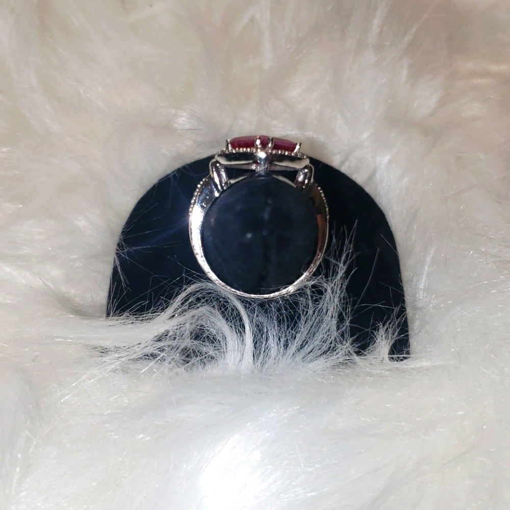 Sterling Silver Ruby Pendant, Ring And Earring Set - image 5